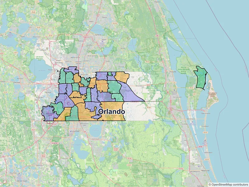 Map of Orlando, Florida and ZIP codes