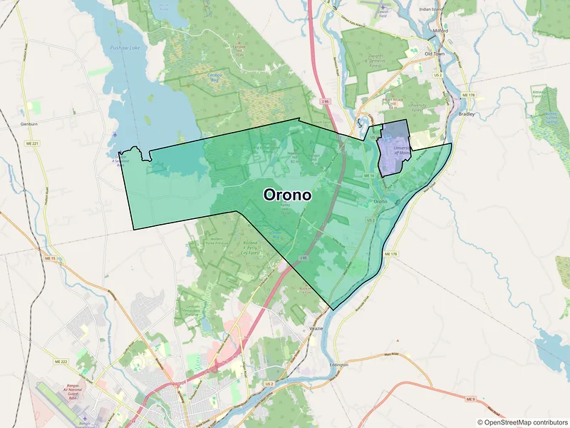 Map of Orono, Maine and ZIP codes