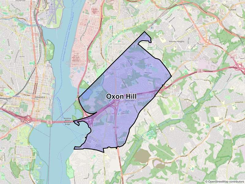 Map of Oxon Hill, Maryland and ZIP codes