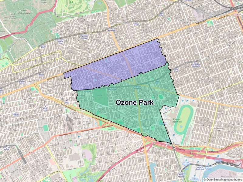 Map of Ozone Park, New York and ZIP codes