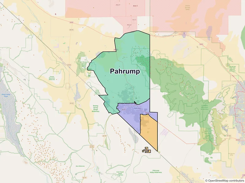 Map of Pahrump, Nevada and ZIP codes