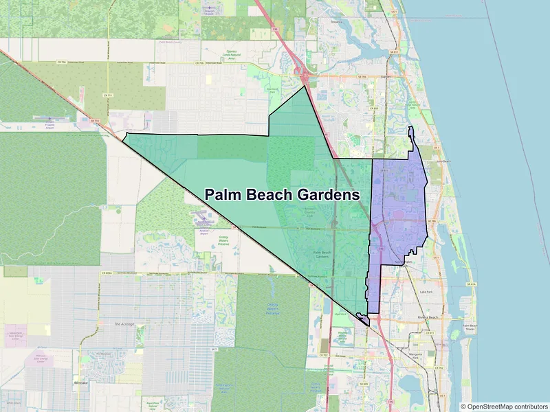 Map of Palm Beach Gardens, Florida and ZIP codes