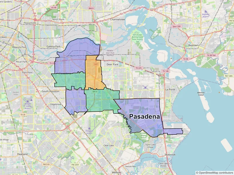 Map of Pasadena, Texas and ZIP codes