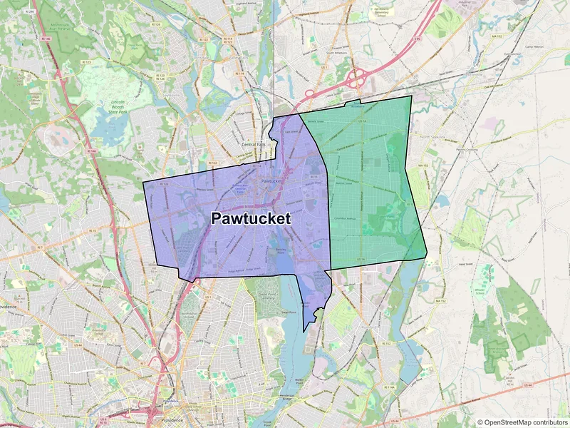 Map of Pawtucket, Rhode Island and ZIP codes