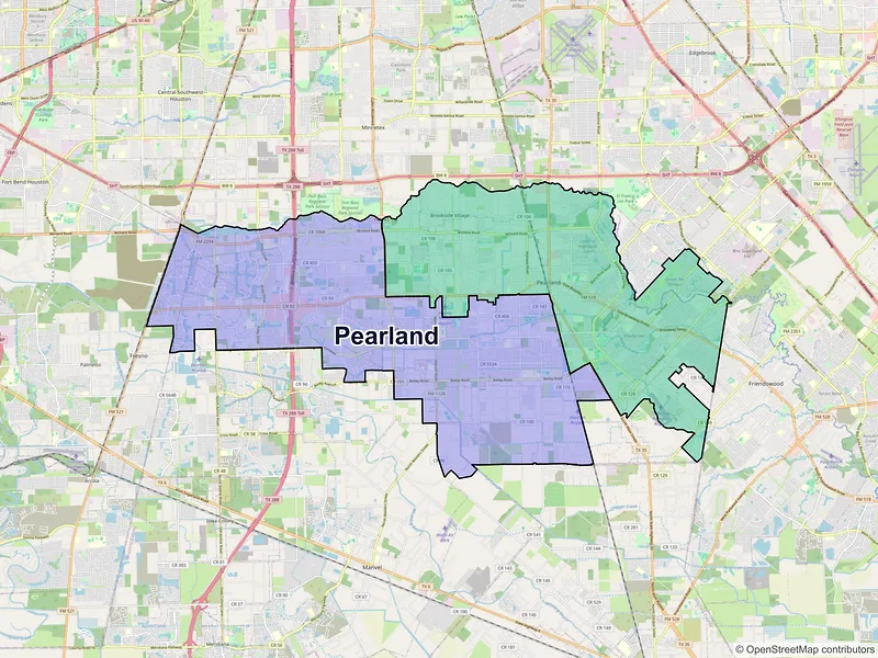 Map of Pearland, Texas and ZIP codes
