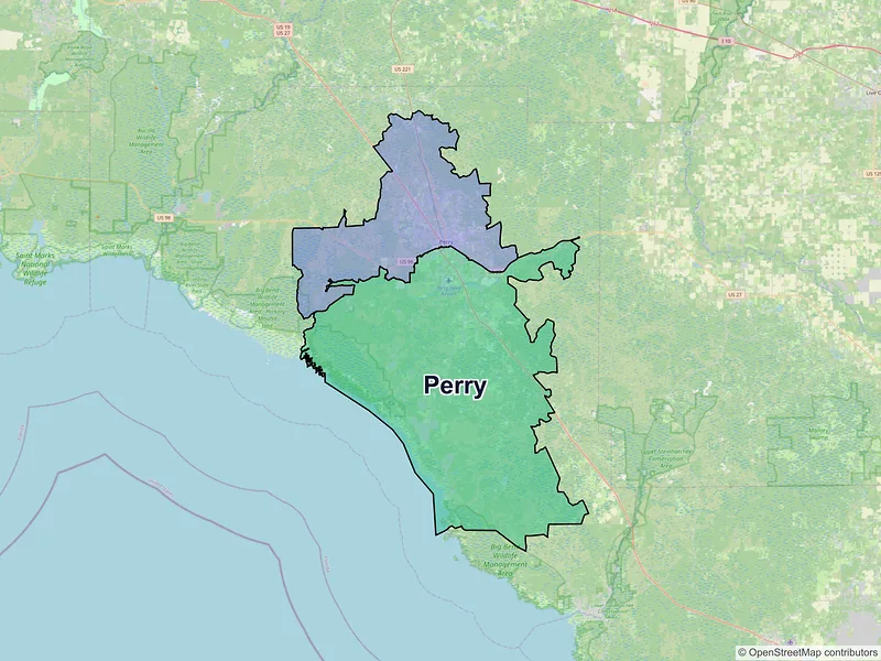 Map of Perry, Florida and ZIP codes