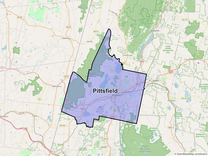 Map of Pittsfield, Massachusetts and ZIP codes