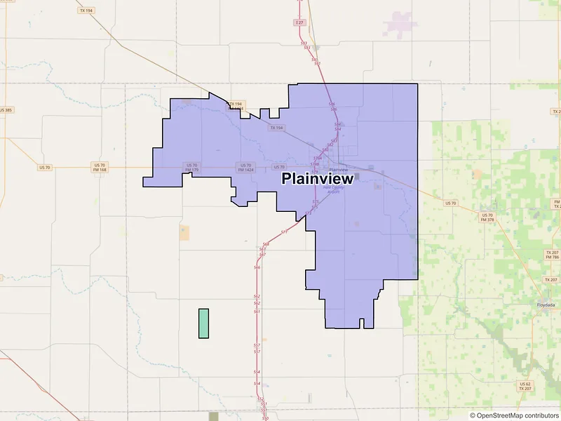 Map of Plainview, Texas and ZIP codes