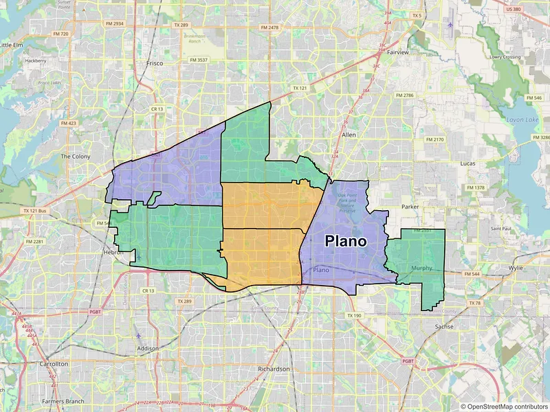 Map of Plano, Texas and ZIP codes