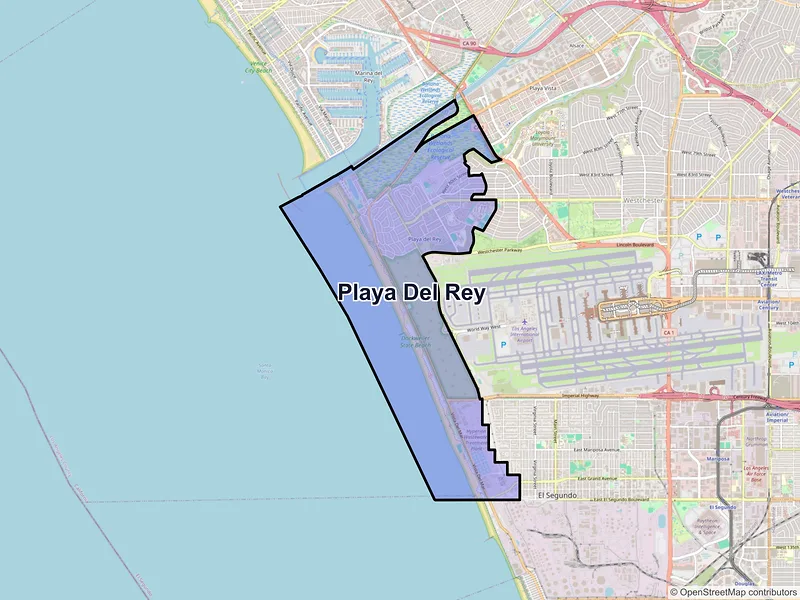 Map of Playa Del Rey, California and ZIP codes
