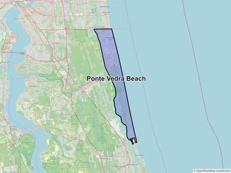 Map of Ponte Vedra Beach, Florida and ZIP codes