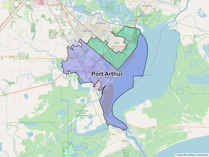 Map of Port Arthur, Texas and ZIP codes