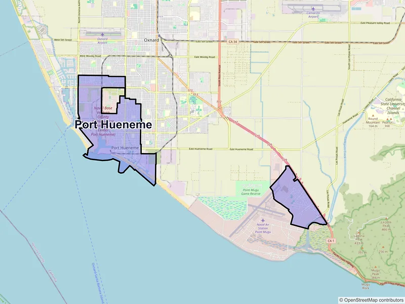 Map of Port Hueneme, California and ZIP codes