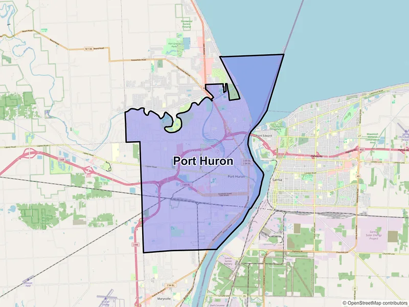 Map of Port Huron, Michigan and ZIP codes