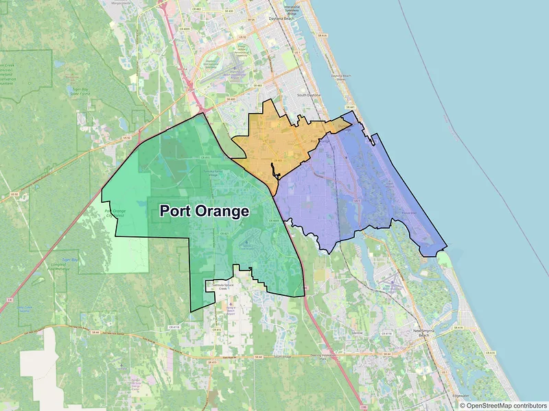 Map of Port Orange, Florida and ZIP codes