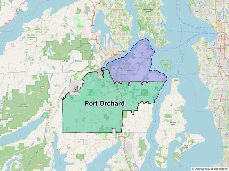 Map of Port Orchard, Washington and ZIP codes
