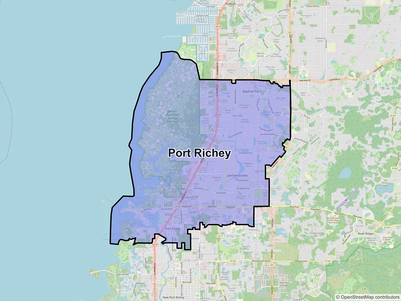 Map of Port Richey, Florida and ZIP codes