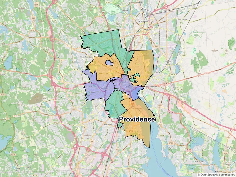 Map of Providence, Rhode Island and ZIP codes