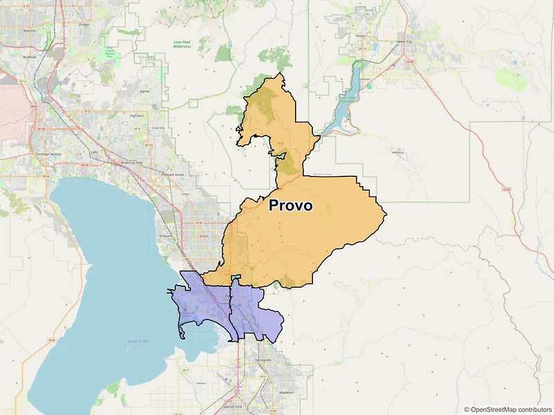 Map of Provo, Utah and ZIP codes
