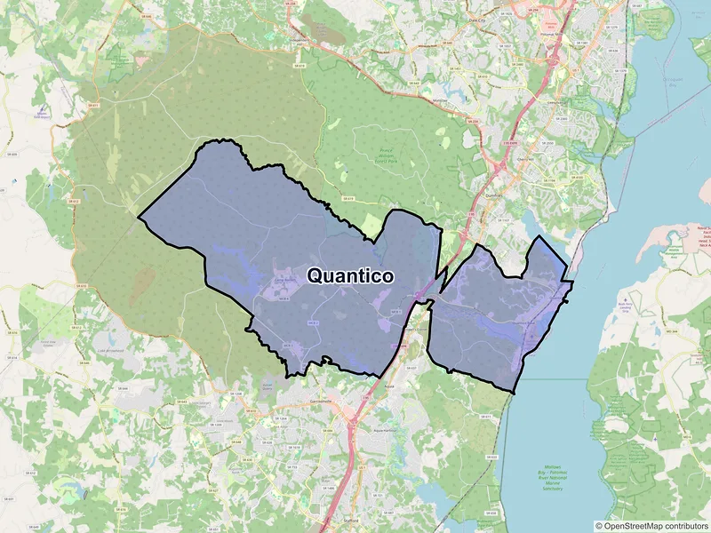Map of Quantico, Virginia and ZIP codes