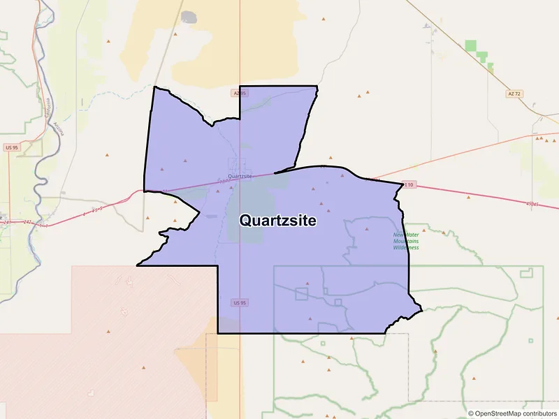 Map of Quartzsite, Arizona and ZIP codes