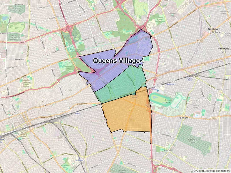Map of Queens Village, New York and ZIP codes