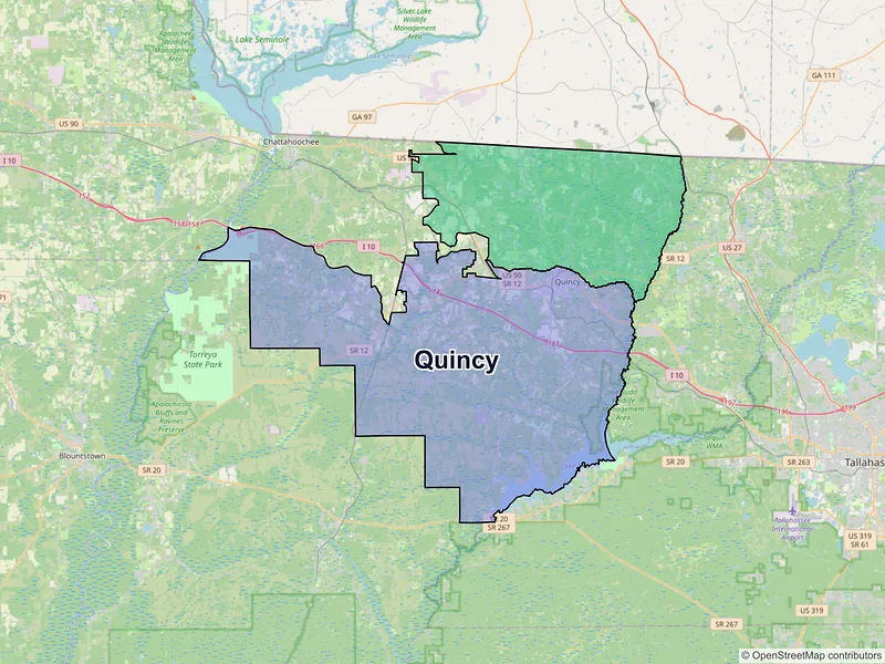 Map of Quincy, Florida and ZIP codes