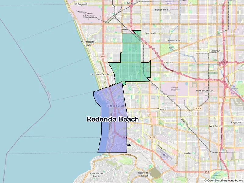 Map of Redondo Beach, California and ZIP codes
