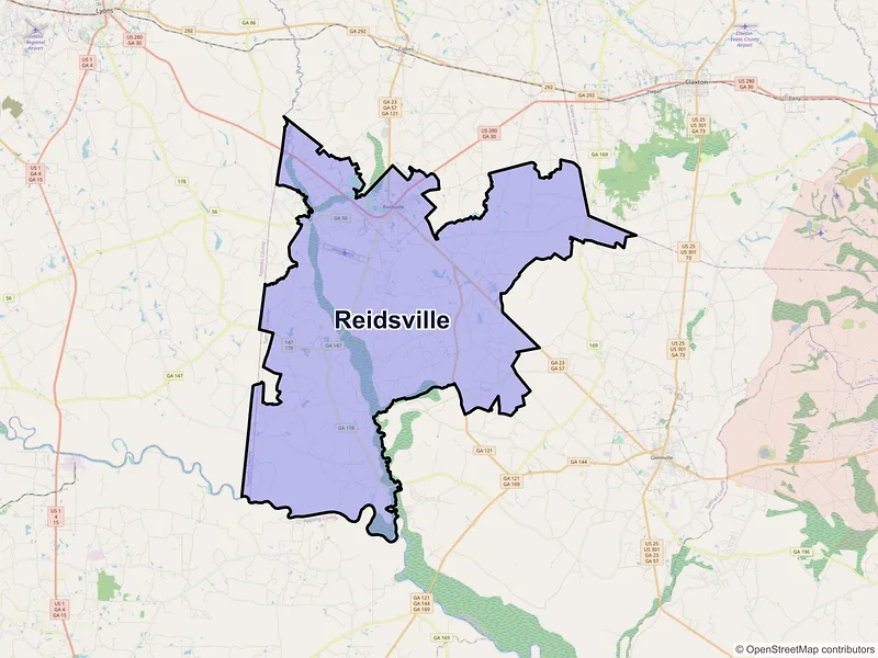 Map of Reidsville, Georgia and ZIP codes