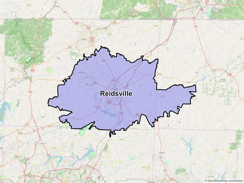 Map of Reidsville, North Carolina and ZIP codes