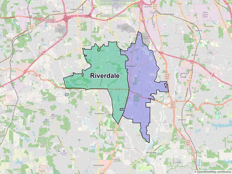 Map of Riverdale, Georgia and ZIP codes