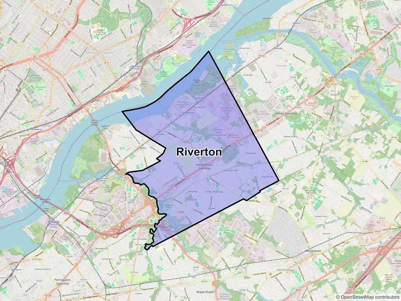 Map of Riverton, New Jersey and ZIP codes