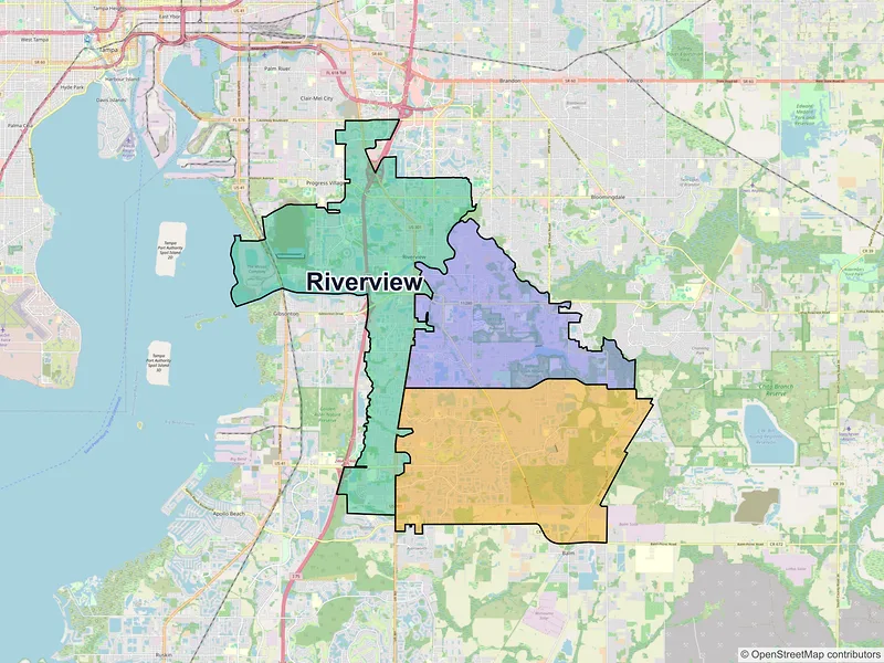 Map of Riverview, Florida and ZIP codes