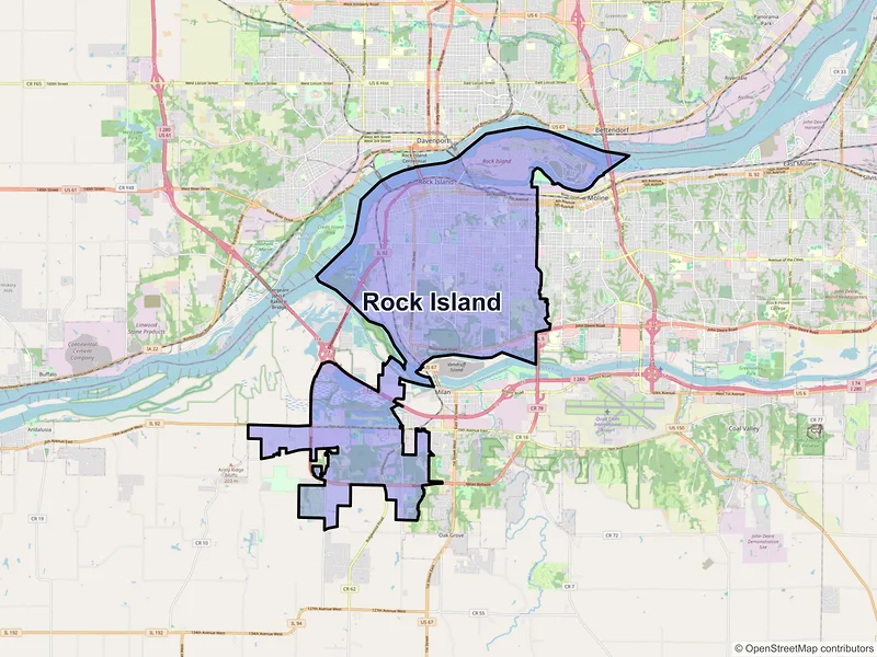 Map of Rock Island, Illinois and ZIP codes