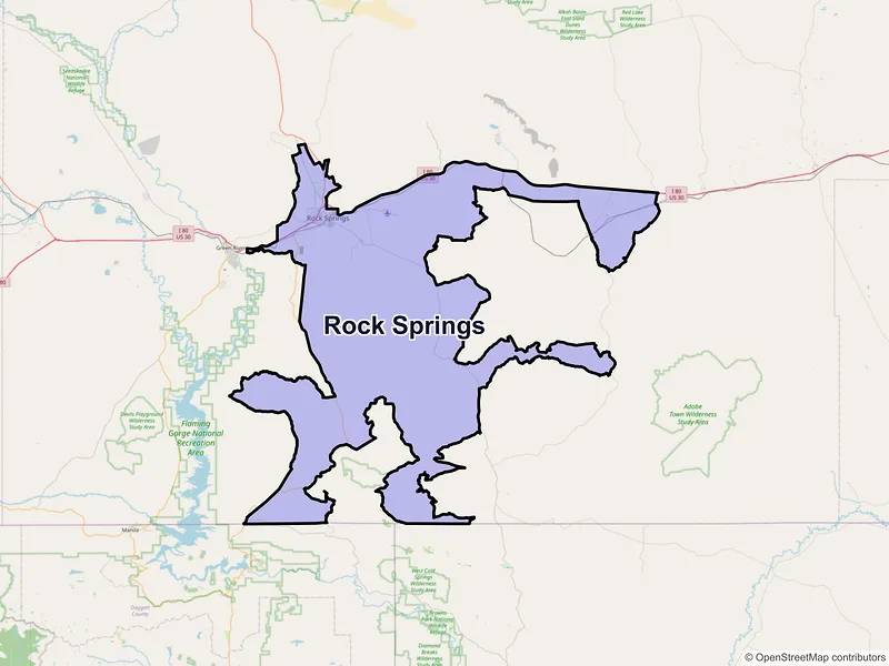 Map of Rock Springs, Wyoming and ZIP codes
