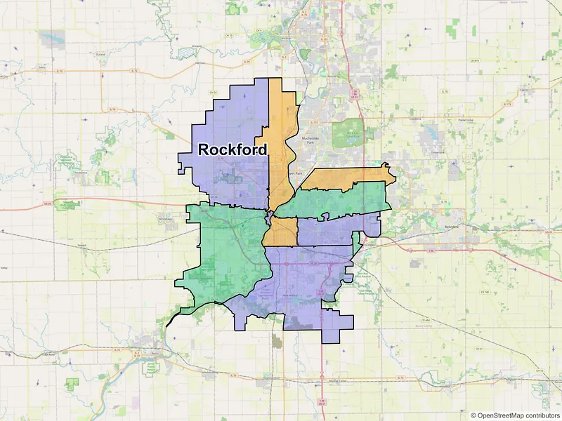 Map of Rockford, Illinois and ZIP codes