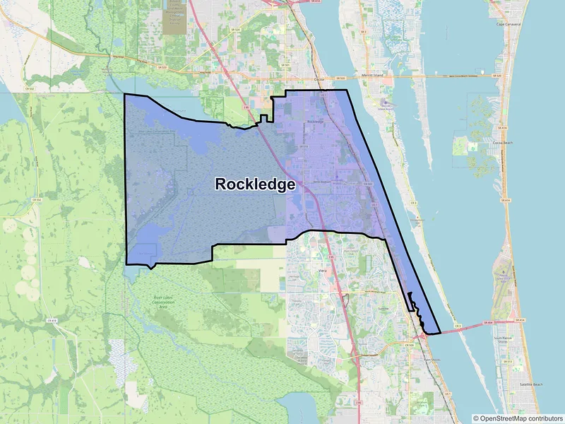 Map of Rockledge, Florida and ZIP codes