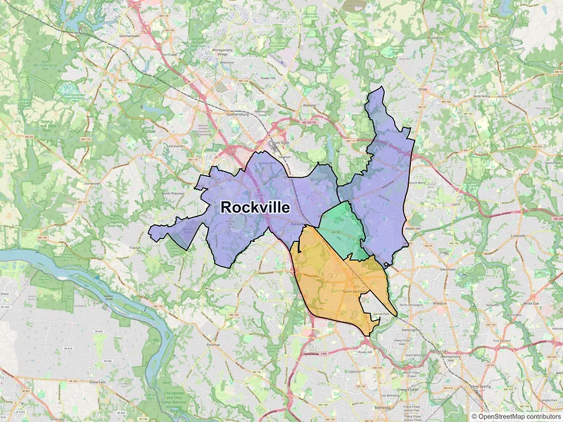 Map of Rockville, Maryland and ZIP codes