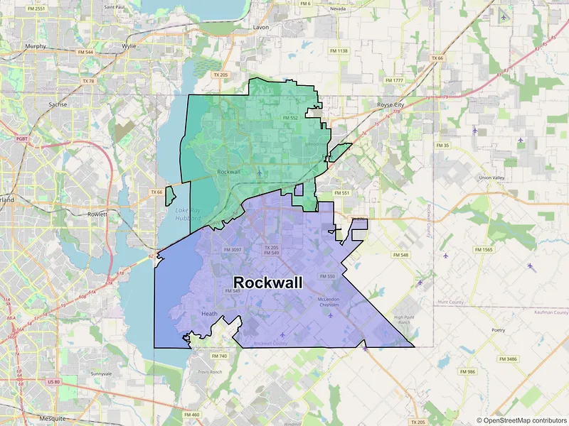 Map of Rockwall, Texas and ZIP codes