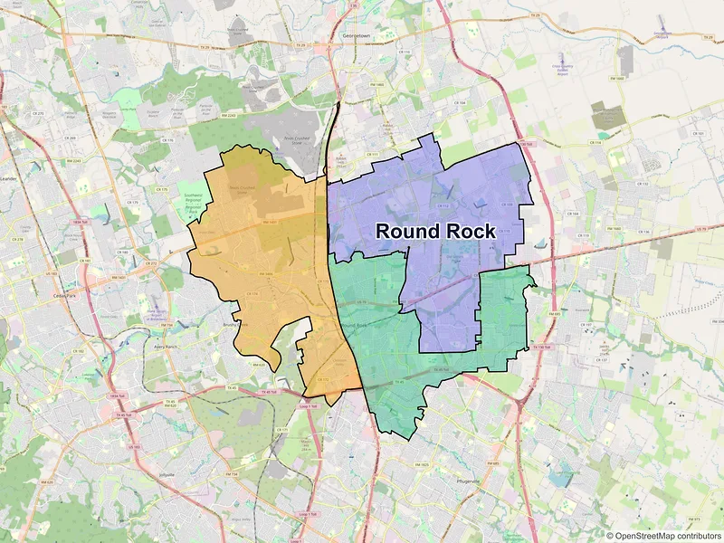 Map of Round Rock, Texas and ZIP codes