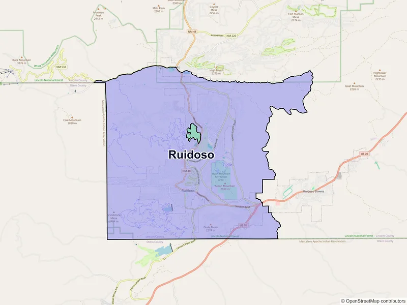 Map of Ruidoso, New Mexico and ZIP codes