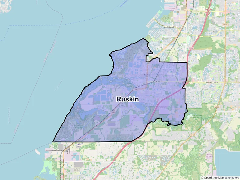 Map of Ruskin, Florida and ZIP codes