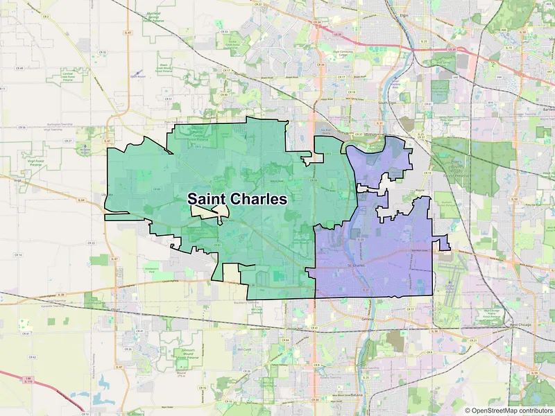 Map of Saint Charles, Illinois and ZIP codes