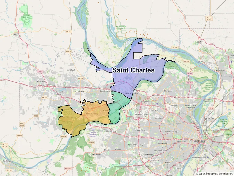 Map of Saint Charles, Missouri and ZIP codes