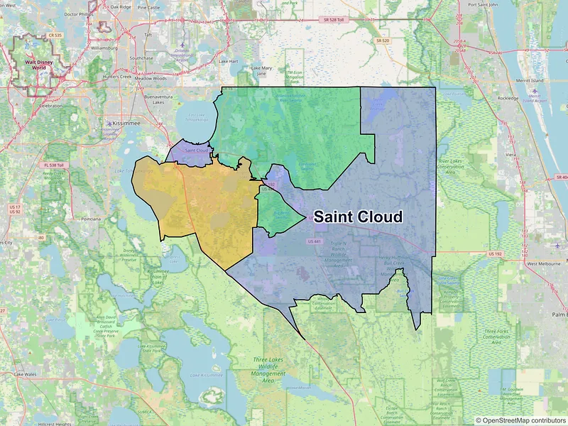 Map of Saint Cloud, Florida and ZIP codes