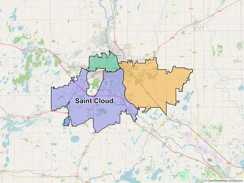 Map of Saint Cloud, Minnesota and ZIP codes