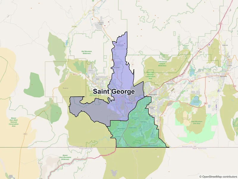 Map of Saint George, Utah and ZIP codes