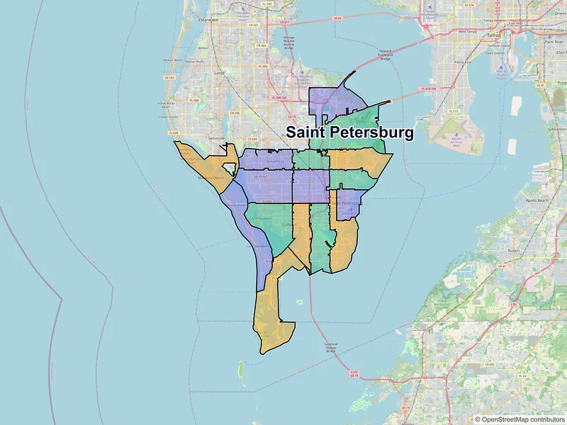 Map of Saint Petersburg, Florida and ZIP codes