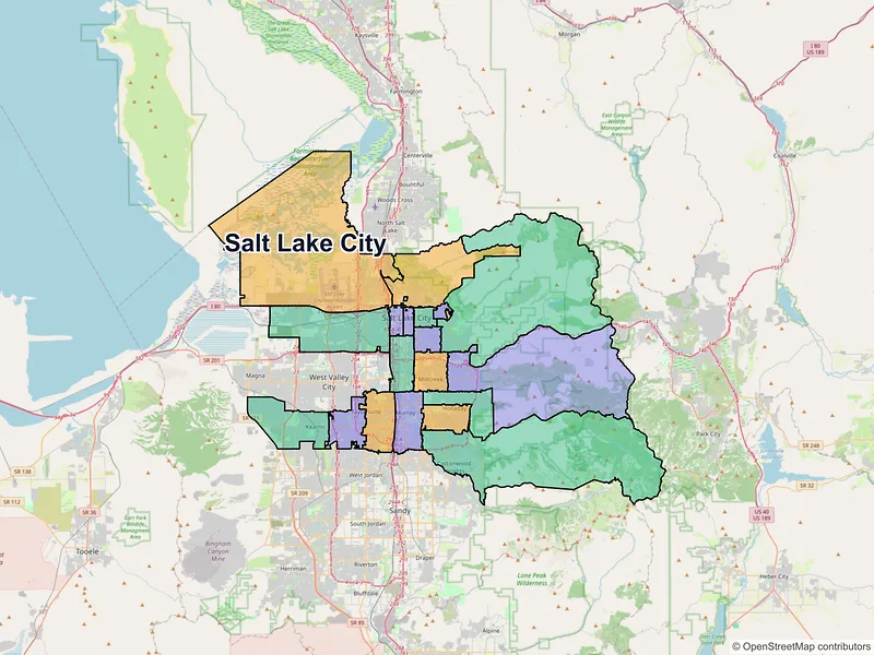 Map of Salt Lake City, Utah and ZIP codes