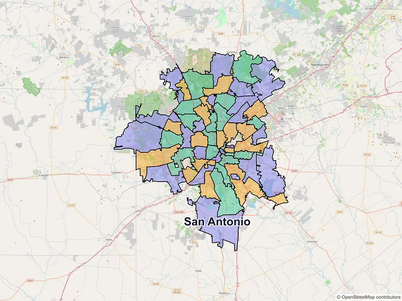 Map of San Antonio, Texas and ZIP codes